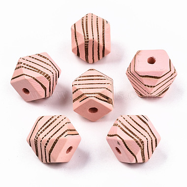 Pink Polygon Wood Beads