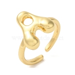 Brass Open Cuff Rings, for Women, Lead Free & Cadmium Free, Real 18K Gold Plated, Letter A, 14mm, Adjustable(RJEW-U008-06A-G)