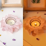 Natural Raw Rose Quartz Candle Holders, for Fragrance Diffuser, Reiki Energy Stone Display Decoration, 10cm, Inner Diameter: 4cm(PW-WG88246-03)
