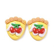 Opaque Resin Cake Decoden Cabochons, Imitation Food, Yellow, Cherry Pattern, 27.5x25x9mm(CRES-A051-01B)