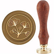 Brass Wax Seal Stamp with Handle, for DIY Scrapbooking, Leaf Pattern, 89x30mm(AJEW-WH0184-0895)