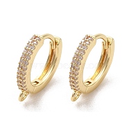 Rack Plating Brass Micro Pave Cubic Zirconia Hoop Findings, with Horizontal Loop, Golden, 18 Gauge, 15x14x2.3mm, Hole: 1.2mm, Pin: 1mm(EJEW-A031-05G)