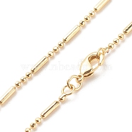 Brass Ball and Column Link Chains Necklace for Women, Cadmium Free & Lead Free, Real 18K Gold Plated, 17.80 inch(45.2cm)(NJEW-P265-22G)
