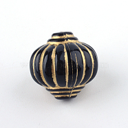Lantern Plating Acrylic Beads, Golden Metal Enlaced, Black, 14x14mm, Hole: 2mm(X-PACR-Q102-202B)