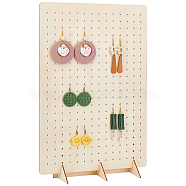 Wood Slant Back Earring Display Stands, Jewelry Organizer Holder for Earring Storage, Rectangle, Moccasin, 30x10.8x43cm, Hole: 3mm(EDIS-WH0016-048)