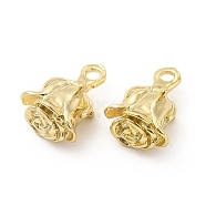 Rack Plating Alloy Rose Charms, Cadmium Free & Lead Free, Light Gold, 14x10x8.5mm, Hole: 1.8mm(FIND-G044-27LG)