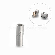 Column 304 Stainless Steel Matte Surface Magnetic Clasps with Glue-in Ends, Stainless Steel Color, 20x7mm, Hole: 5mm(STAS-M195-25B)