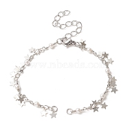 Brass Star Charms Chain Bracelet Making, with Lobster Clasp, for Link Bracelet Making, Silver, 6-1/4 inch(16cm)(AJEW-JB01151-03)