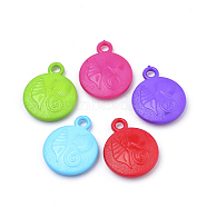 Opaque Acrylic Pendants, Flat Round, Mixed Color, 25x20x5mm, Hole: 3mm, about 398pcs/500g(SACR-Q190-82)