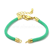 Nylon Cords Bracelet Makings Fit for Connector Charms, with Brass Findings and 304 Stainless Steel Lobster Claw Clasps, Long-Lasting Plated, Spring Green, 6-1/2~6-3/4 inch(16.5~17cm), Hole: 1.8mm(AJEW-P116-02G-01)