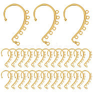 SUNNYCLUE 30Pcs Alloy Ear Cuff Findings, with 7 Horizontal Loop, Ear Wrap Earring Hooks for Non Piercing Earring Making, Golden, 58x35x2mm, Hole: 2.5mm(FIND-SC0003-94G)