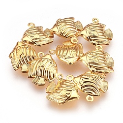 304 Stainless Steel Pendants, Fish, Real 18K Gold Plated, 18x17x6mm, Hole: 1.2mm(X-STAS-G176-32G)
