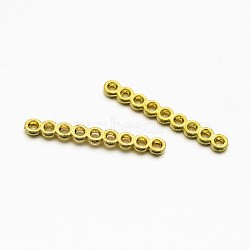 9-Hole Rectangle Zinc Alloy Spacer Bars, Golden, 30x4x1.5mm, Hole: 1.5mm(X-PALLOY-E377-05G)