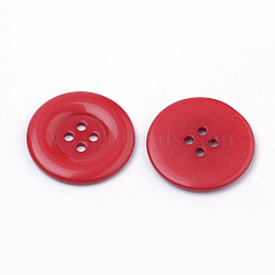4-Hole Acrylic Buttons, Flat Round, Red, 34x3mm, Hole: 3mm(BUTT-Q038-35mm-03)
