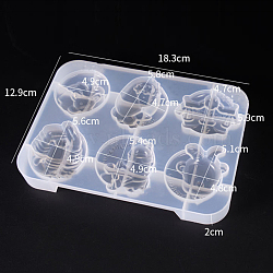 Silicone Molds, Resin Casting Molds, For UV Resin, Epoxy Resin Jewelry Making, Twelve Constellations, White, 18.3x12.9cm, Inner Size: 4.7~5.8x4.7~5.9cm(X-DIY-F039-01A)