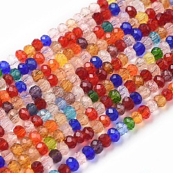 Transparent Glass Beads Strands, Faceted, Rondelle, Mixed Color, 3x2mm, Hole: 0.6mm, about 191pcs/strand, 15.94 inch(40.5cm)(GLAA-E415-04)