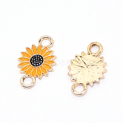Light Gold Plated Alloy Enamel Links, Pendant Accessories, Sunflower Shape, Yellow, 21.5x14.5x2mm, Hole: 3mm(ENAM-WH0051-03B)
