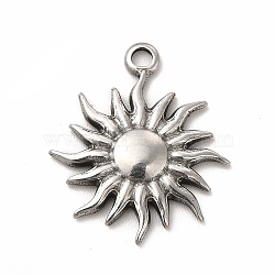 304 Stainless Steel Pendants, Sun, Stainless Steel Color, 23x19.5x2.5mm, Hole: 2mm(STAS-P322-09P)