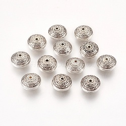 CCB Plastic Beads, Flat Round, Antique Silver, 11.5x7mm, Hole: 0.5mm(CCB-E056-04AS)