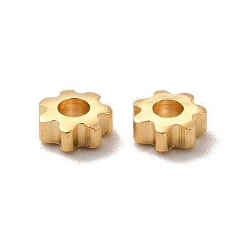 Brass Beads, Cadmium Free & Lead Free, Flower, Real 24K Gold Plated, 5x2mm, Hole: 2mm
