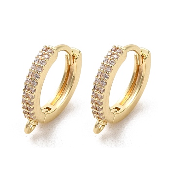 Rack Plating Brass Micro Pave Cubic Zirconia Hoop Findings, with Horizontal Loop, Golden, 18 Gauge, 15x14x2.3mm, Hole: 1.2mm, Pin: 1mm