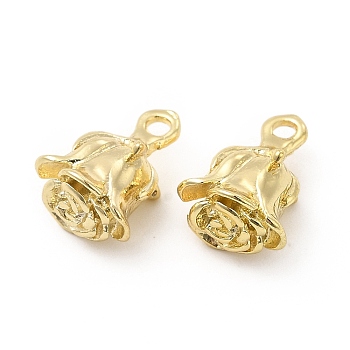 Rack Plating Alloy Rose Charms, Cadmium Free & Lead Free, Light Gold, 14x10x8.5mm, Hole: 1.8mm
