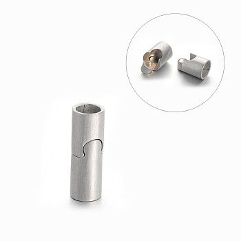 Column 304 Stainless Steel Matte Surface Magnetic Clasps with Glue-in Ends, Stainless Steel Color, 20x7mm, Hole: 5mm