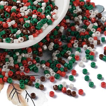 Baking Paint Glass Seed Beads, Cylinder, Colorful, 2.5x2mm, Hole: 1.4mm, about 45359pcs/pound
