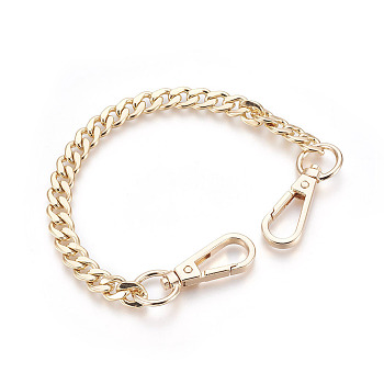 Bag Strap Chains, Iron Curb Chains, with Swivel Lobster Claw Clasps, Golden, 290x10x3mm