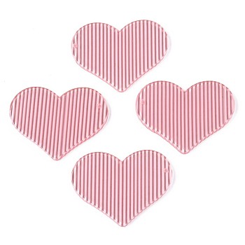 Stripe Cellulose Acetate(Resin) Pendants, Heart, Hot Pink, 29x37x2mm, Hole: 1.4mm