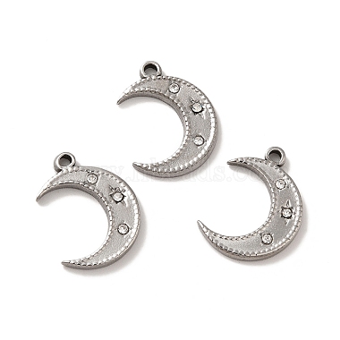 Stainless Steel Color Moon Stainless Steel+Rhinestone Charms