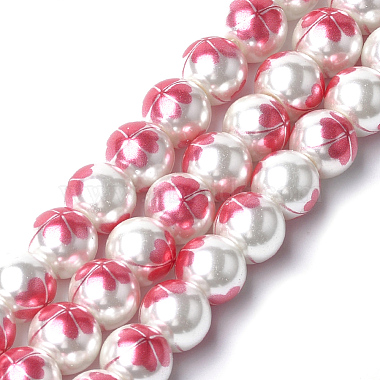 Printed & Spray Painted Imitation Pearl Glass Beads(X-GLAA-S047-06C-01)-1