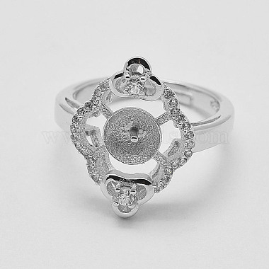 Adjustable Rhodium Plated 925 Sterling Silver Ring Components(STER-K038-091P)-2