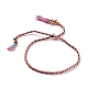 Bracelet coulissant tressé en polyester avec perles en laiton(BJEW-A099-01)-2