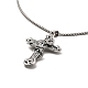 collar con colgante de aleación de cruz y dragón con 201 cadenas de caja de acero inoxidable(NJEW-D053-03AS)-2