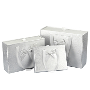 Rectangle Cardboard Boxes, Gift Packaging Box, for Wedding Baby Shower Party Favor, Silver, 14.1~20.6x18.3~27.3x5.4~9cm(CON-WH0008-16)