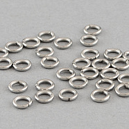 304 Stainless Steel Open Jump Rings, Stainless Steel Color, 8x1.2mm, Inner Diameter: 5.6mm(A-STAS-Q186-02-8x1.2mm)