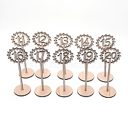 Wooden Table Plate Display Decoration, Ring with Number1~20 and Flat Round Base, Number Pattern, 215x79x69mm, 10pcs/set(DJEW-WH0015-09B)