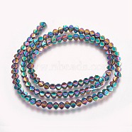 Electroplated Non-magnetic Synthetic Hematite Beads Strands, Polygon, Multi-color Plated, 3x3x3mm, Hole: 0.8mm, about 133pcs/strand, 15.74 inch(40cm)(G-P379-E06)