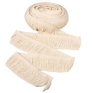 10 Yards Cotton Fringe Trimming Ribbon, Flat, Linen, 2-3/8 inch(60mm), about 10 yards(9.14m)/bag(OCOR-TA0001-49C)