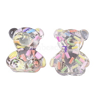 Transparent Resin Cabochons, with Stick Shape Polymer Clay, Bear, Colorful, 21x18x8mm(CRES-N022-63-F01)