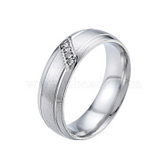 Crystal Rhinestone Rhombus Finger Ring, 201 Stainless Steel Jewelry for Women, Stainless Steel Color, Inner Diameter: 17mm(RJEW-N043-17P)