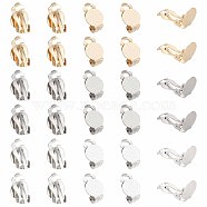 30Pcs 3 Colors 304 Stainless Steel Clip on Earring Pads, Flat Round, Mixed Color, 16x10x7mm, Tray: 9.8mm, 10Pcs/color(STAS-SC0004-27)