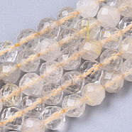 Natural Gold Rutilated Quartz Beads Strands, Faceted, Round, 5mm, Hole: 0.8mm, about 70pcs/strand, 15.75 inch(40cm)(G-R462-016)