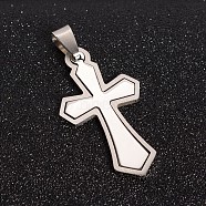 201 Stainless Steel Cross Split Pendants, Stainless Steel Color, 42x22.5x1.5mm, Hole: 4x9mm(STAS-I032-013)