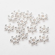 ABS Electroplated Snowflake Plastic Spacer Beads, Silver Color Plated, 7x2mm, Hole: 1.5mm, 11000pcs/500g(KY-I002-02B)