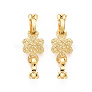 Brass Micro Pave Clear Cubic Zirconia Peg Bails Fold Over Clasps, Nickel Free, Chinese Knot, Real 18K Gold Plated, Chinese knot: 23x14x4mm, Clasp about: 13.5x7x6mm, Inner Diameter: 4mm(KK-S360-176)