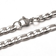 Trendy 304 Stainless Steel Figaro Chain Bracelets, with Lobster Clasps, Faceted, Stainless Steel Color, 8-1/4 inch(210mm)(BJEW-L510-11)