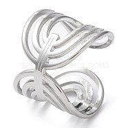 304 Stainless Steel Hollow Open Cuff Rings, Stainless Steel Color, 17.5mm, Inner Diameter: 17.8mm(RJEW-D006-04P)