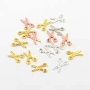 Alloy Charms, Scissors, Mixed Color, 12x8.5x1.5mm, Hole: 1.5mm(PALLOY-I057-M)